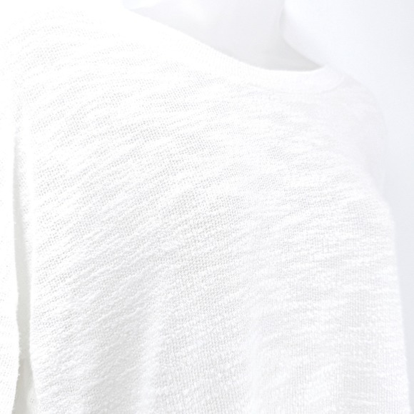 Cherish Ruched V-Back Slit Hem top Womens sz M White Beach Coastal Nautical - Picture 3 of 9